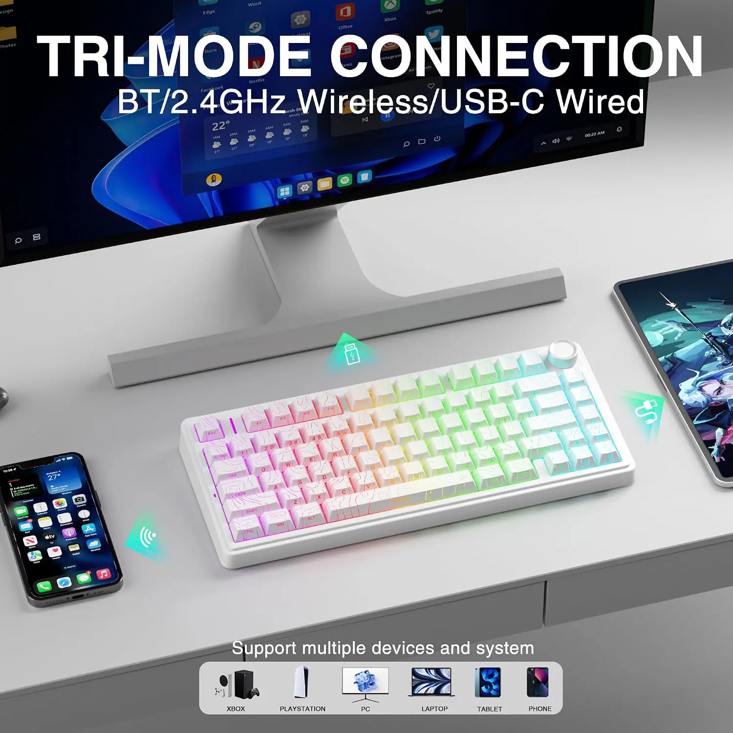 Teclado Mecânico Gamer AULA F7 - Gaming Keyboard Nearby avaliação e preço